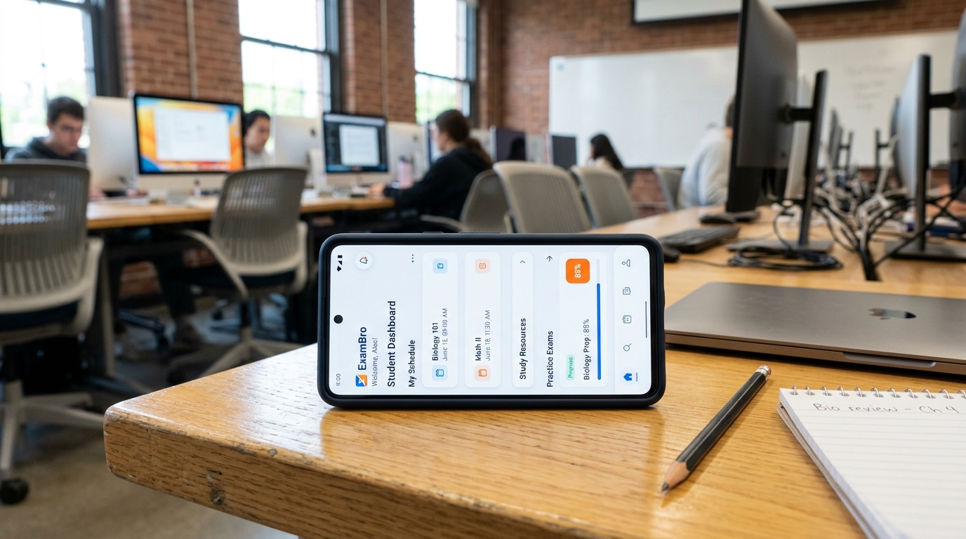 Aplikasi ExamBro Mobile di HP Siswa